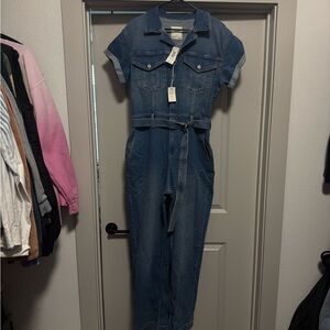 A&F Denim Short Sleeve Jumpsuit